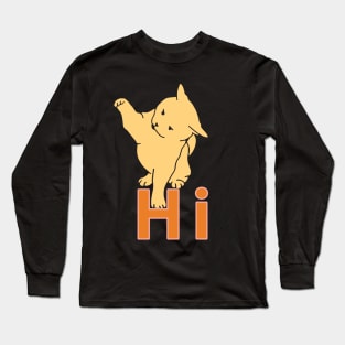 cute cat saying hi Long Sleeve T-Shirt